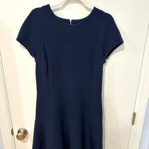 Banana Republic Navy blue textured knit fit and flare dress size Large